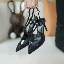 Women's Small Size Rhinestone Cross Strap Dress Heels AW2619