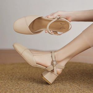 Women's Small Size Round Toe Block Sandals FS221
