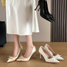 Women's Small Size Satin Heels With Bow Tie AW2645