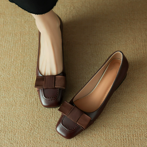 Women's Small Size Square Toe Low Heel Pump Shoes MS587