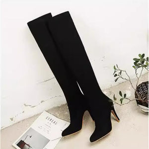 Women's Small Size Stretch Pointy Long Boots TS82