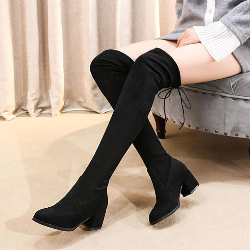Women's Small Size Suede Knee High Boots AP157 - AstarShoes