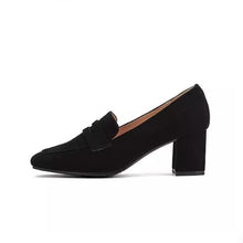 Women's Small Size Suede Leather Chunky Shoes SS2624