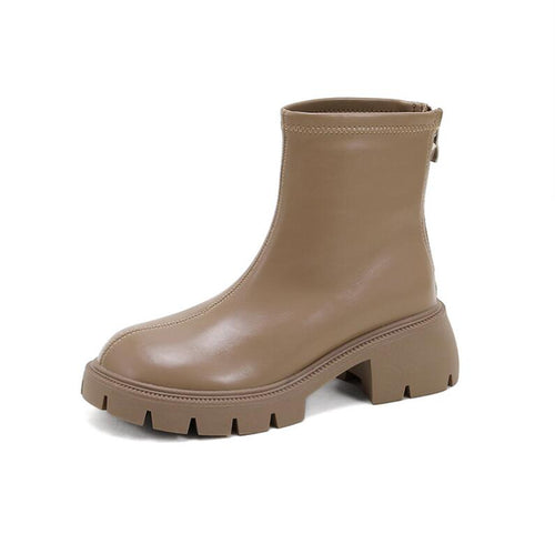 Women's Small Size Thicksole Back Zipper Boots MS199