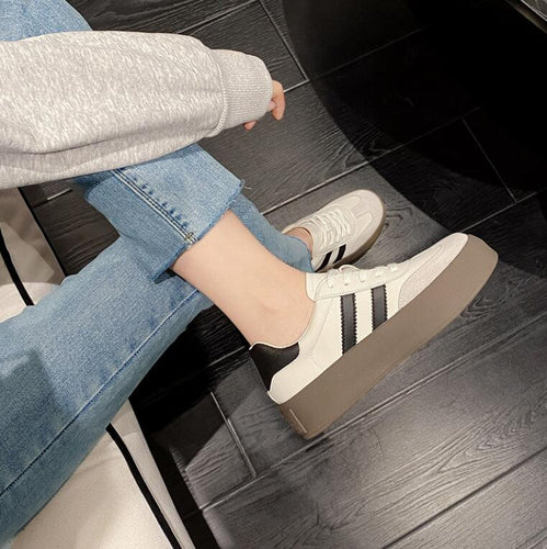 Women's Small Size Thicksole Casual Leather Shoes MS212