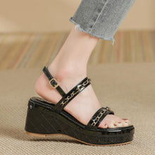 Women's Small Size Wedge Heel Patent Sandals GS385