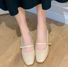Women's Square Toe Block Low Heel Shoes FS100