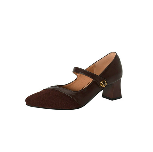 Women's Square Toe Petite Mary Jane Heels FS215