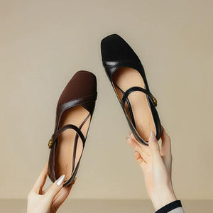 Women's Square Toe Petite Mary Jane Heels FS215