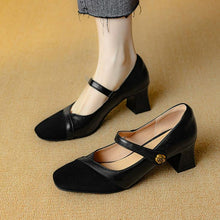 Women's Square Toe Petite Mary Jane Heels FS215