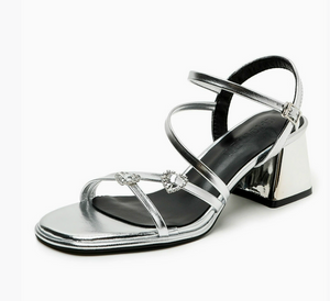 Women's Square Toe Strappy Block Heel Sandals TS377
