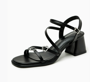 Women's Square Toe Strappy Block Heel Sandals TS377
