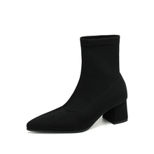 Women's Stretch Suede Block Chunky Short Boots FS300