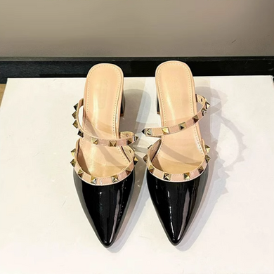 Women's Stud Strap Patent Sandal Shoes FS11