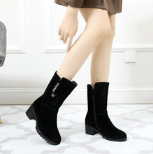 Womens Petite Suede Leather Mid Calf Boots DS31