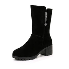 Womens Petite Suede Leather Mid Calf Boots DS31