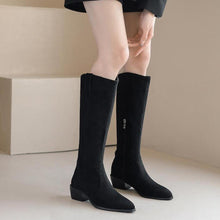 Block Heel Pointy Long Boots GS235