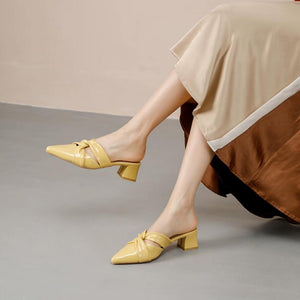 Block Heel Slip On Sandals For Small Feet GS384