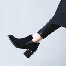 Women's Slip on Chunky Heel Side Zipper Ankle Booties AS39