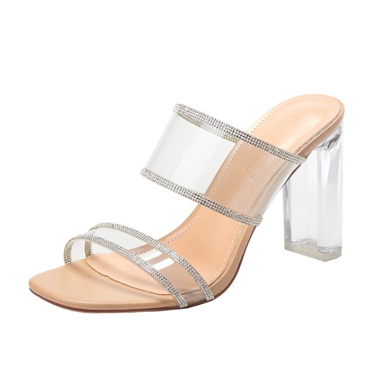 Clear Heeled Two Straps Sandals GS246