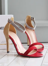 Fashion Design Red Strappy High Heel Party Dress Sandals for Women's small feet1