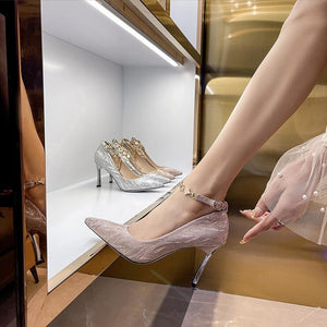 Glitter Ankle Strap Pump Shoes GS245