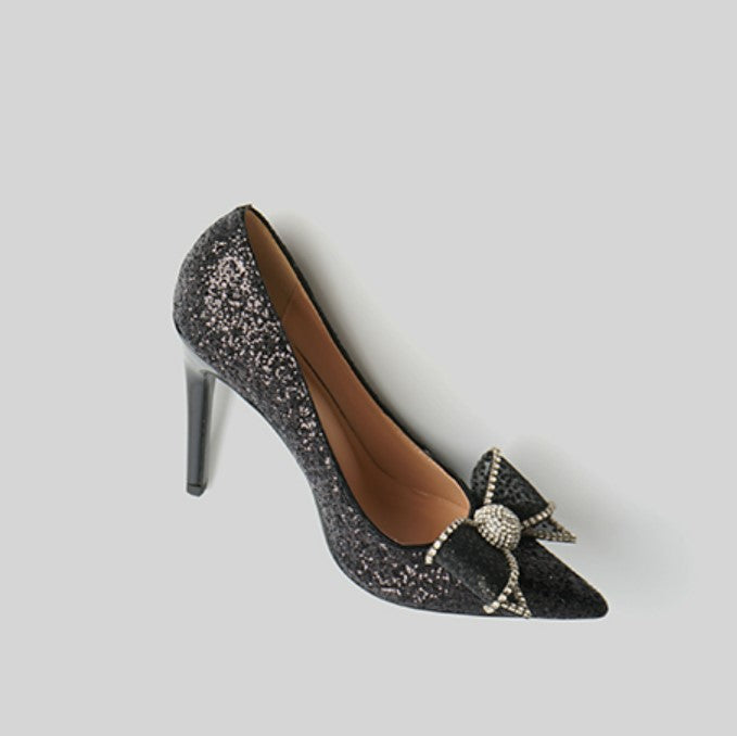 Black and silver glitter heels store