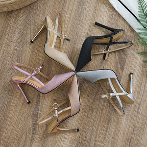 Women's Glitter Slingback Pointed Dress Heels AS177