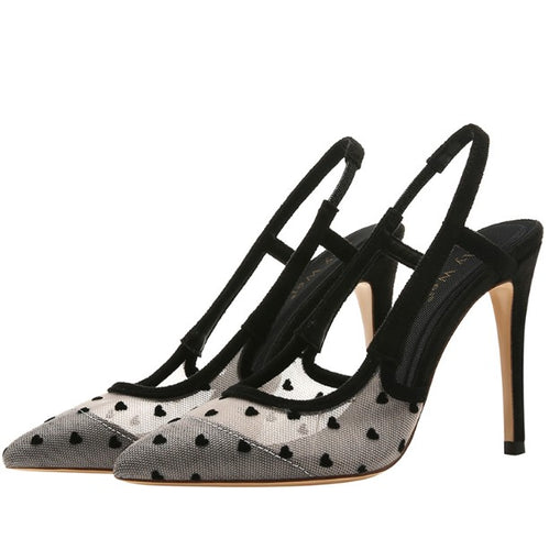 Small Size Lace Mesh High Heels BS329