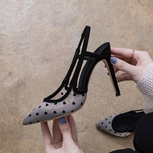 Small Size Lace Mesh High Heels BS329