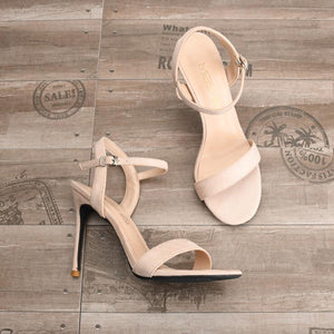 Ladies Petite Feet Open Toe Ankle Strap Suede Heels ES39