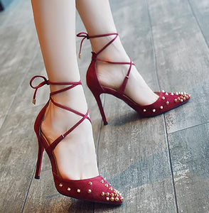 Ladies Small Size Lace Up High Heels Pumps SS85