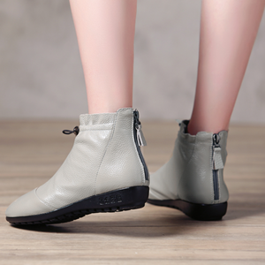 Leather Round Toe Booties GS273