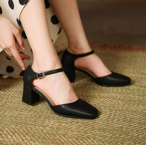 Petite Block Heel Ankle Strap Sandals GS130