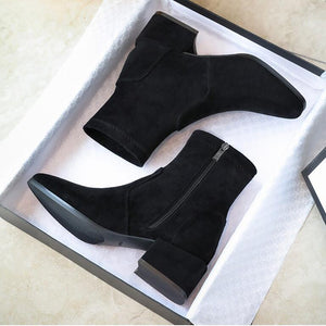 Petite Block Heel Slip On Ankle Boots GS195