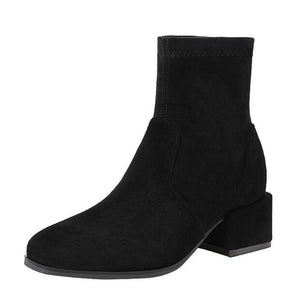 Petite Block Heel Slip On Ankle Boots GS195