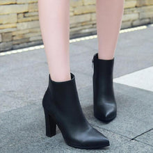 Petite Chunky High Heel Pointy Ankle Boots GS179