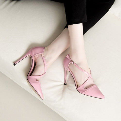 Petite Cross Strap Pointy Heels GS33