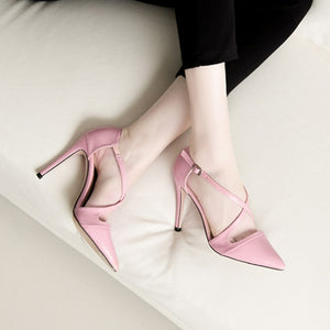 Petite Cross Strap Pointy Heels GS33