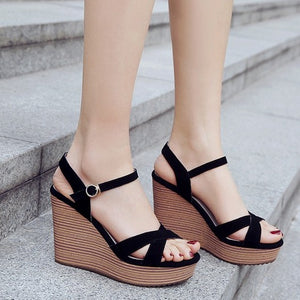 Petite Cross Strap Summer Wedge Heels DS229