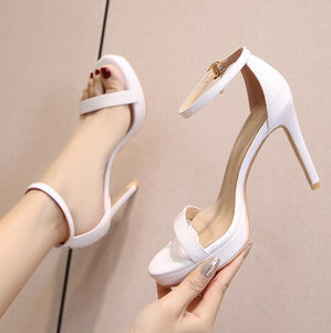 Petite High Heel Ankle Strap Leather Shoes DS302
