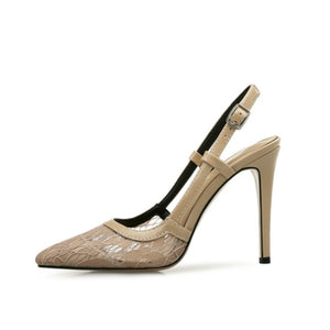 Petite Lace Mesh Slingback Heels GS20