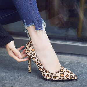 Petite Leopard Heeled Pump Shoes DS117