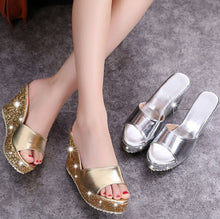 Petite Open Toe Glitter Wedges GS75