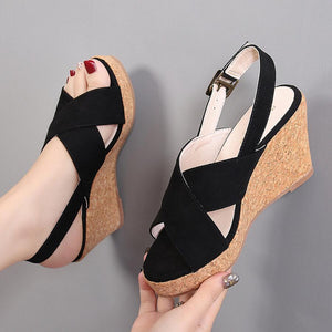 Petite Open Toe Slingback Wedge Heels GS113