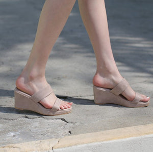 Petite Open Toe Slip On Wedge Sandals DS206
