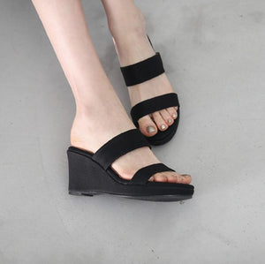Petite Open Toe Slip On Wedge Sandals DS206