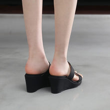 Petite Open Toe Slip On Wedge Sandals DS206