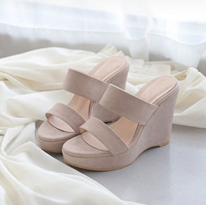 Petite Open Toe Slip On Wedge Sandals DS206