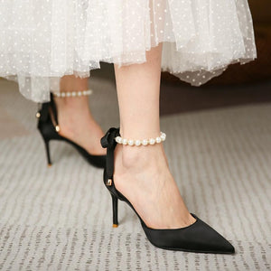 Petite Pearl Ankle Strap Heels ES65